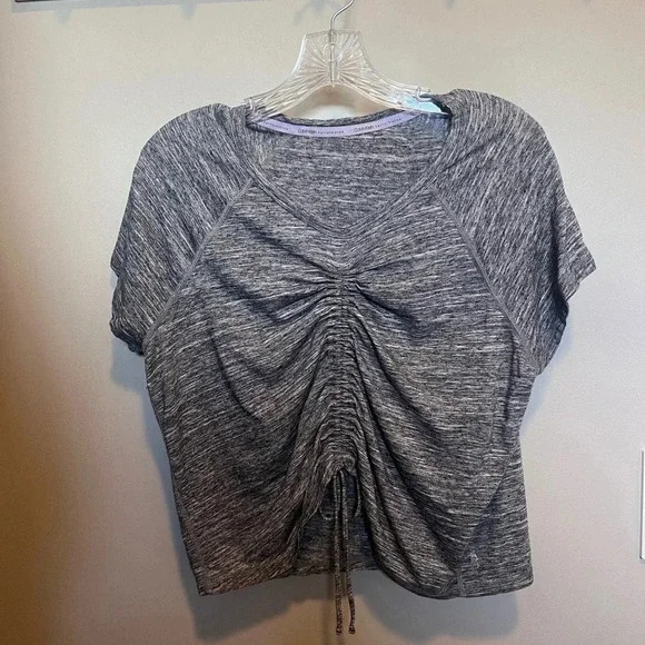 Calvin Klein Womens Performance Ruched-Front Cap-Sleeve Top - Picture 2 of 4